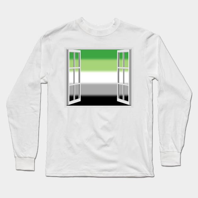 Window Opening to Aro Pride Flag Long Sleeve T-Shirt by VernenInk